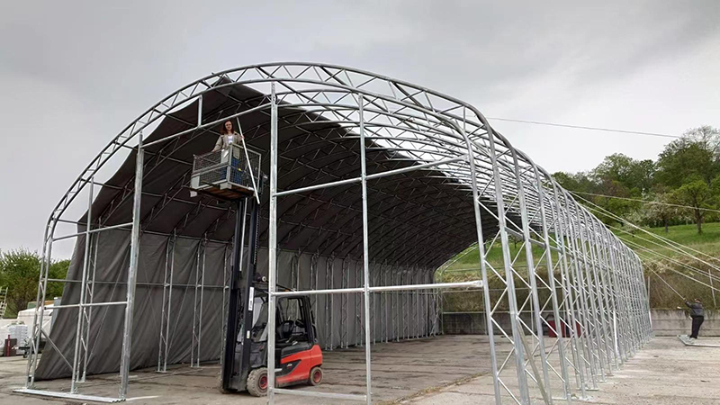 4080 warehouse tent installation site